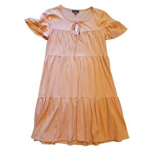 NWT J. Crew Dress Women's XS Orange Broken In Jersey Tiered Mini Boho